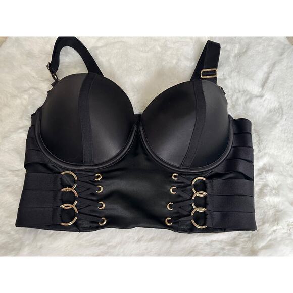 Honey Birdette STEVIE🖤 Black Gold FULL 3 Piece Set 32D, S, XS Brief - Picture 5 of 13